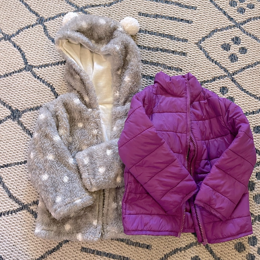 Baby Puffer Jacket H&M and Gray Teddy Bear Hoodie 18M - 24M